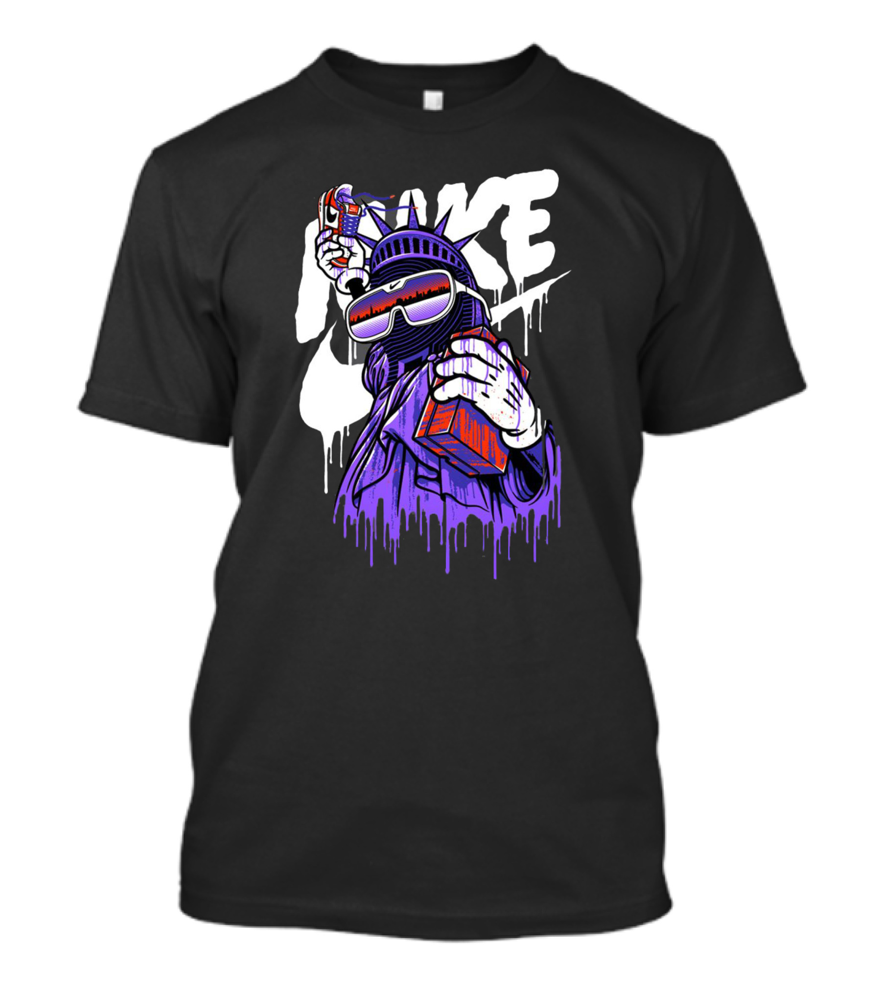 Hype Liberty Statue Remix With Retro Shades And Boom Box T-Shirt