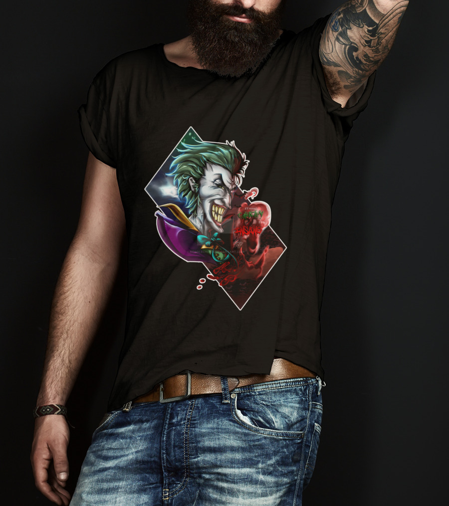 Joker Smile Green Hair Insane Laughter Grinning Villain Iconic Evil Persona T-Shirt