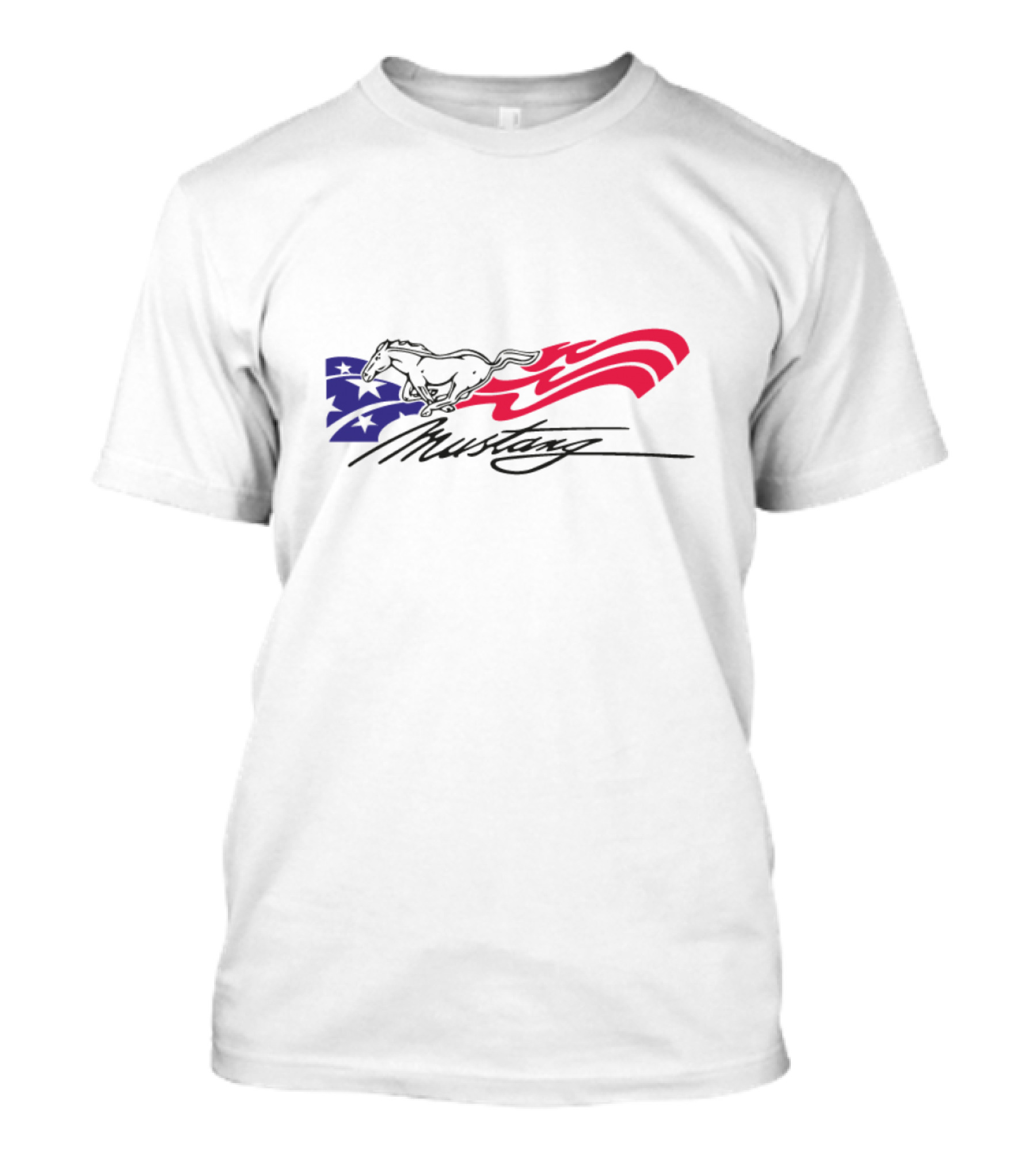 Mustang American Flag Running Horse T-Shirt