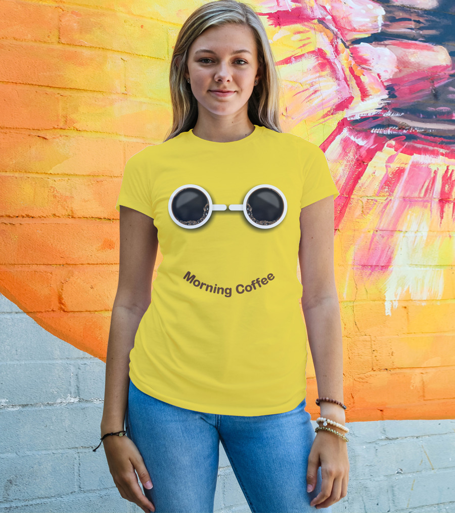 Morning Coffee Smile With Cup Glasses T-Shirt