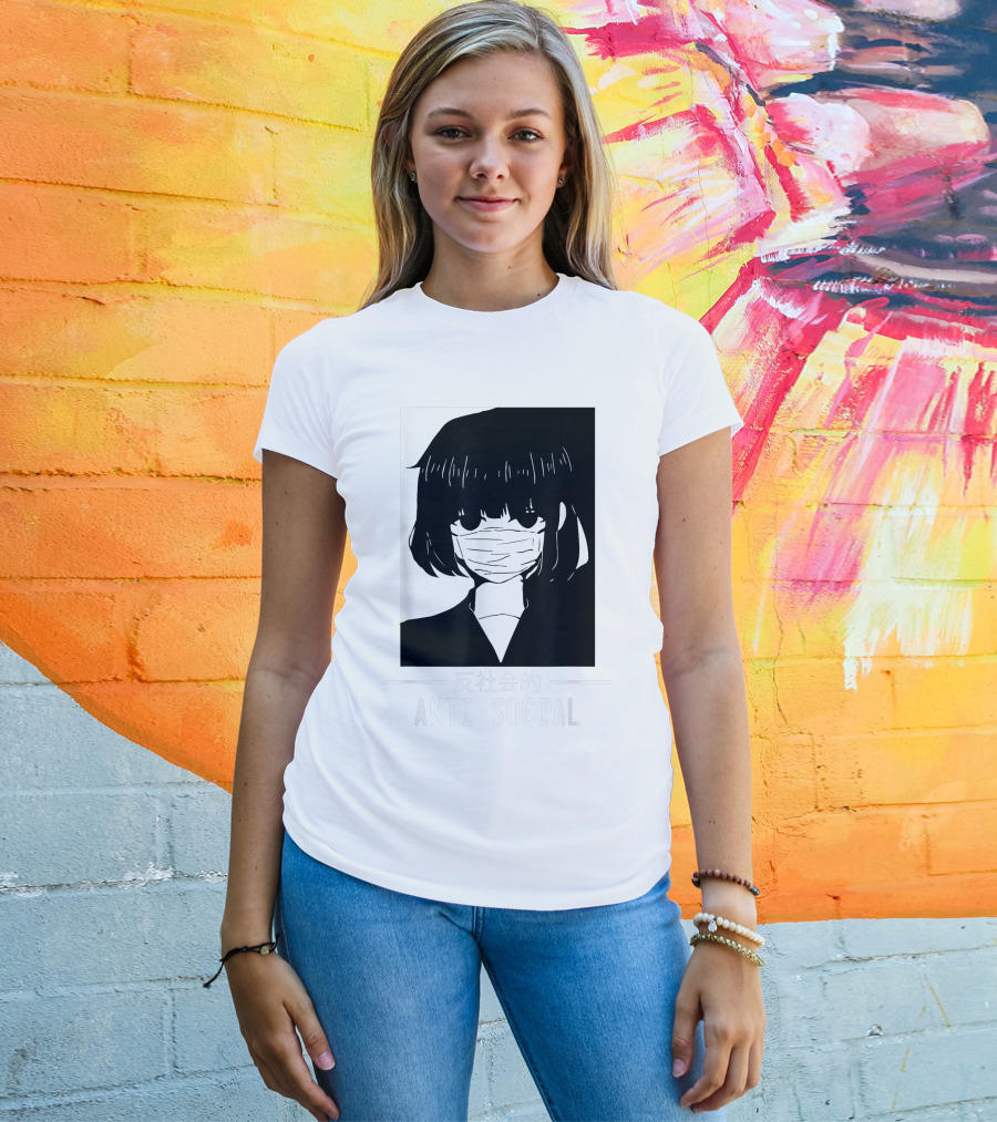 Anime Anti Social Japanese Text Vaporwave Aesthetic T-Shirt