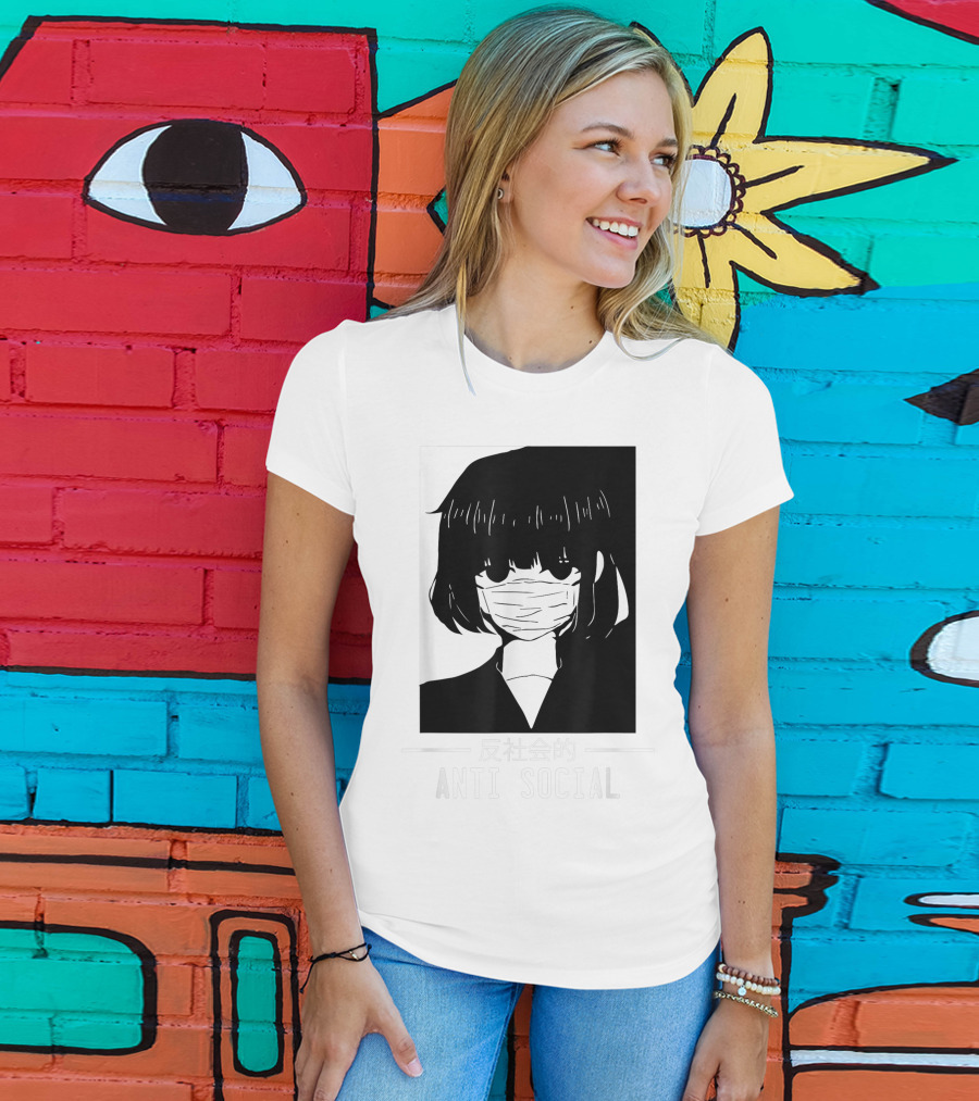Anime Anti Social Japanese Text Vaporwave Aesthetic T-Shirt