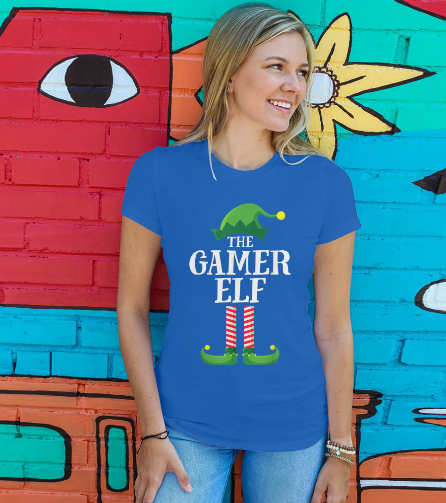 The Gamer Elf Matching Family Group Christmas Party Holiday T-Shirt