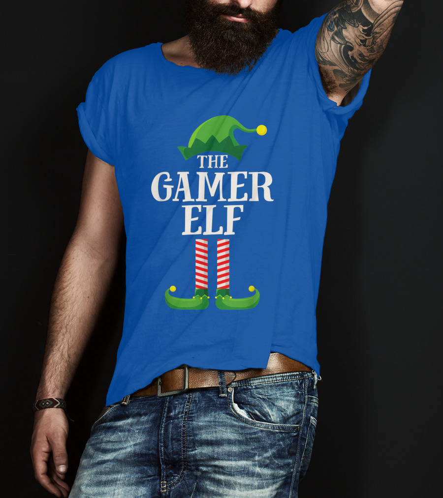 The Gamer Elf Matching Family Group Christmas Party Holiday T-Shirt