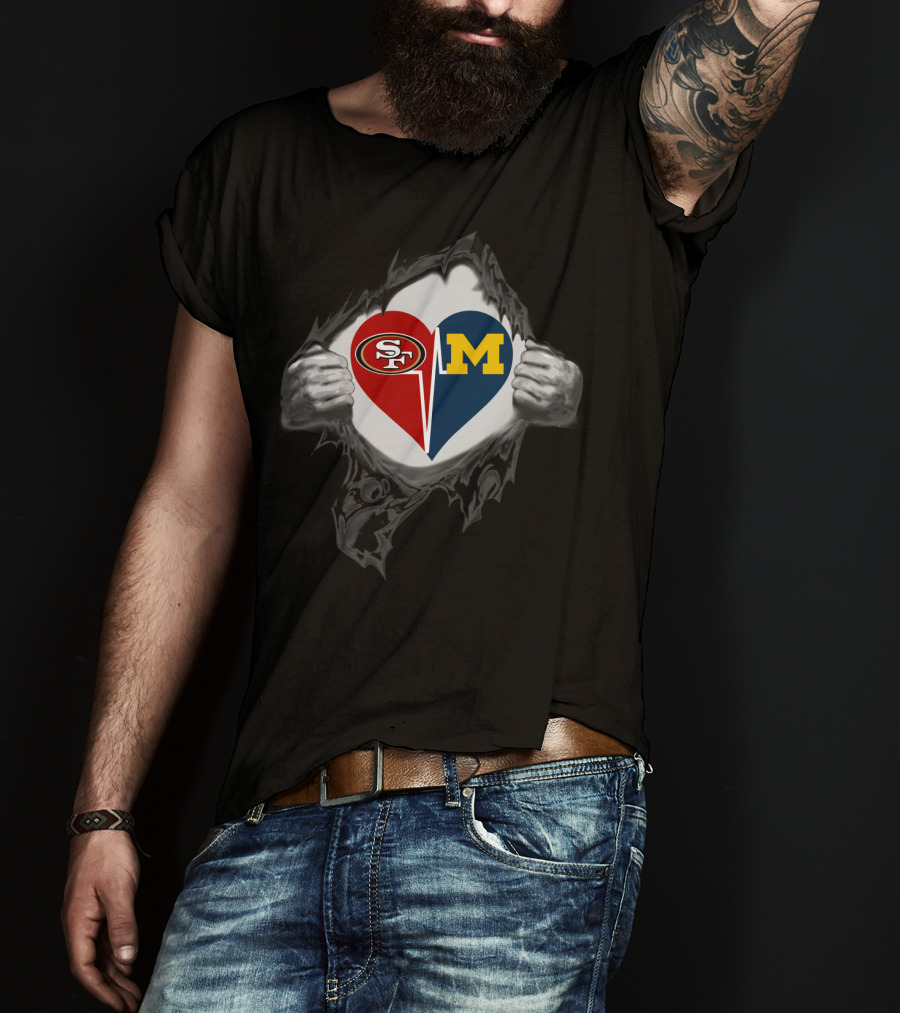 San Francisco 49ers And Michigan Wolverines Heart T-Shirt