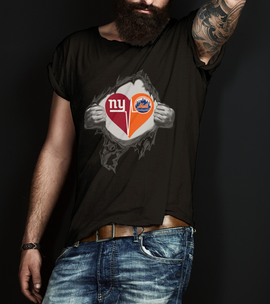 Ny Giants And Mets Heartbeat T-Shirt
