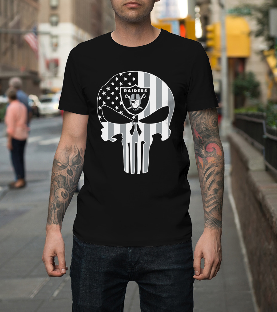 Raiders Skull With Flag T-Shirt