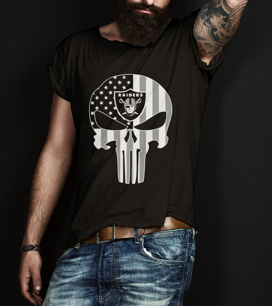 Raiders Skull With Flag T-Shirt