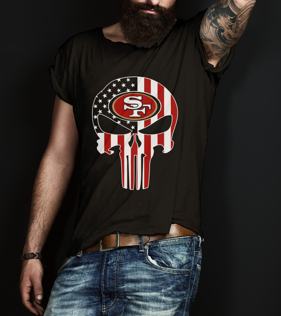 San Francisco 49ers American Flag Punisher T-Shirt