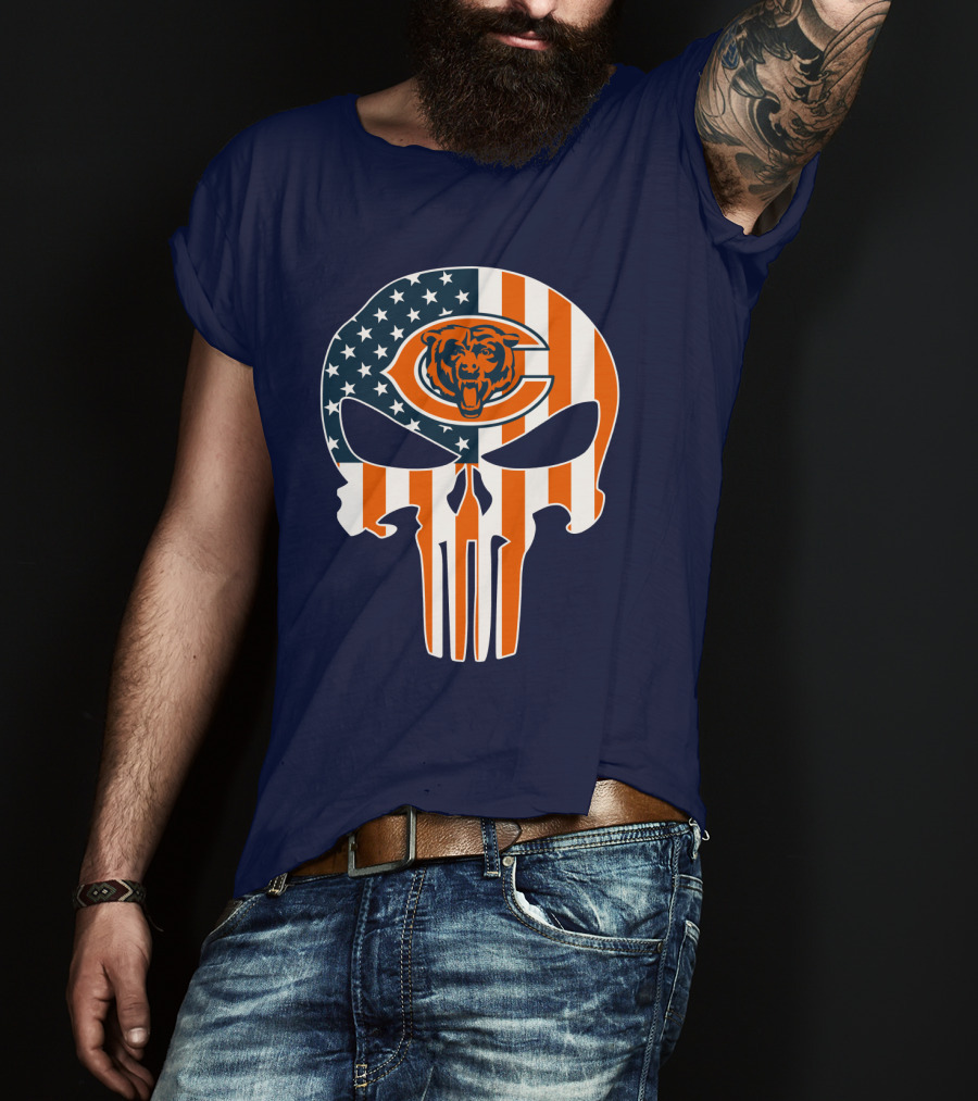Chicago Bears Punisher American Flag T-Shirt