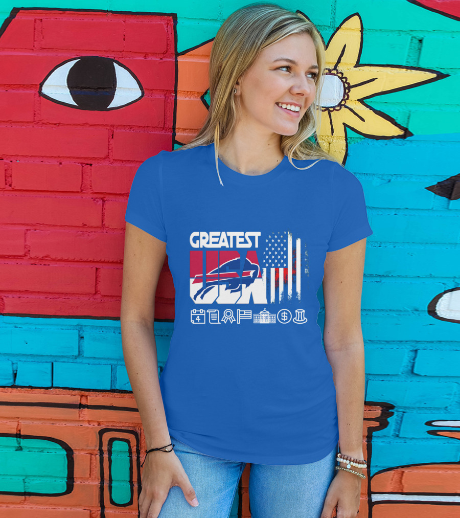 Greatest Usa Bills American Flag Football Icons T-Shirt
