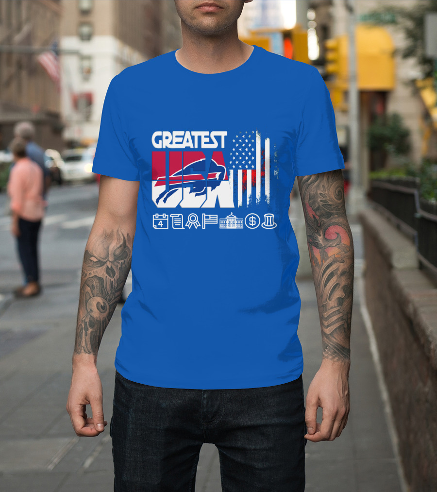 Greatest Usa Bills American Flag Football Icons T-Shirt