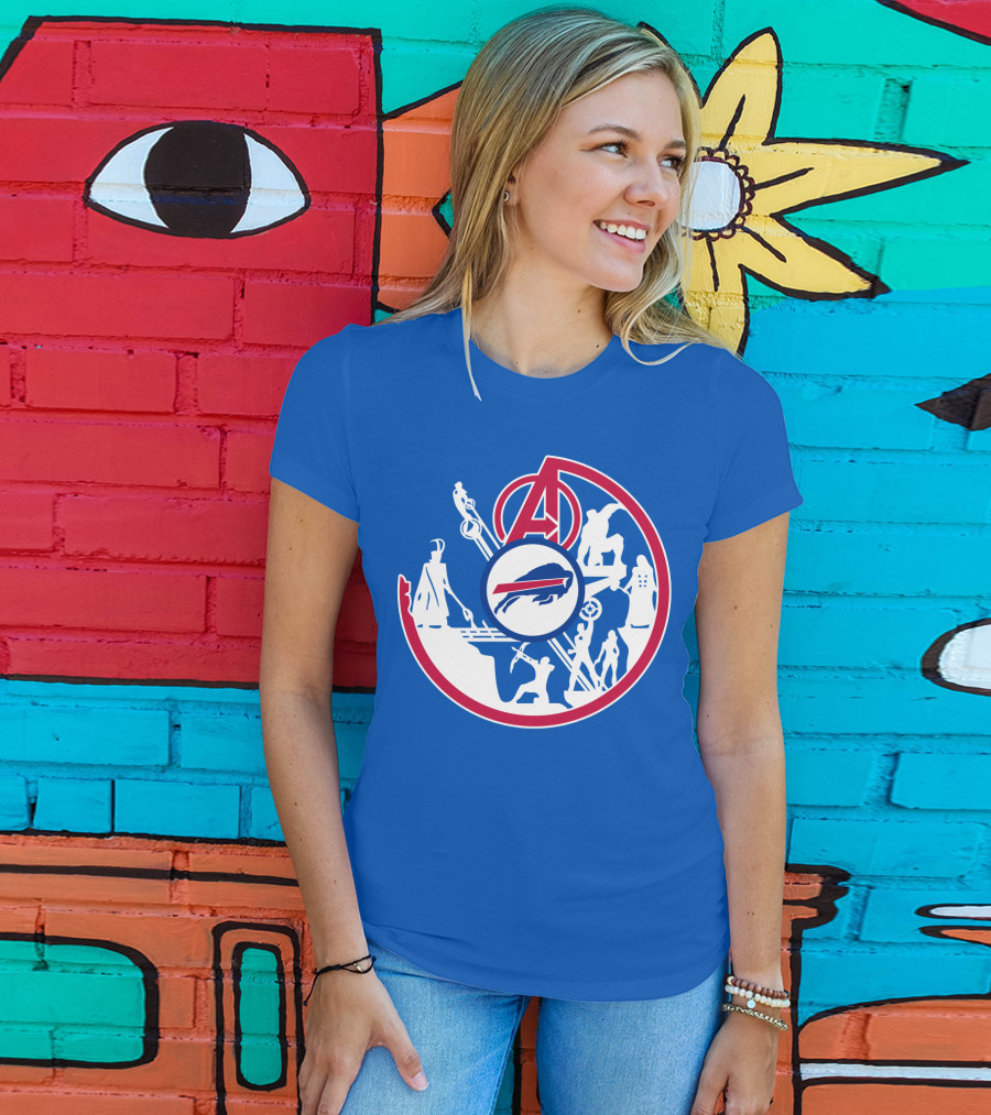 Buffalo Bills Avengers Crossover Logo Blue T-Shirt