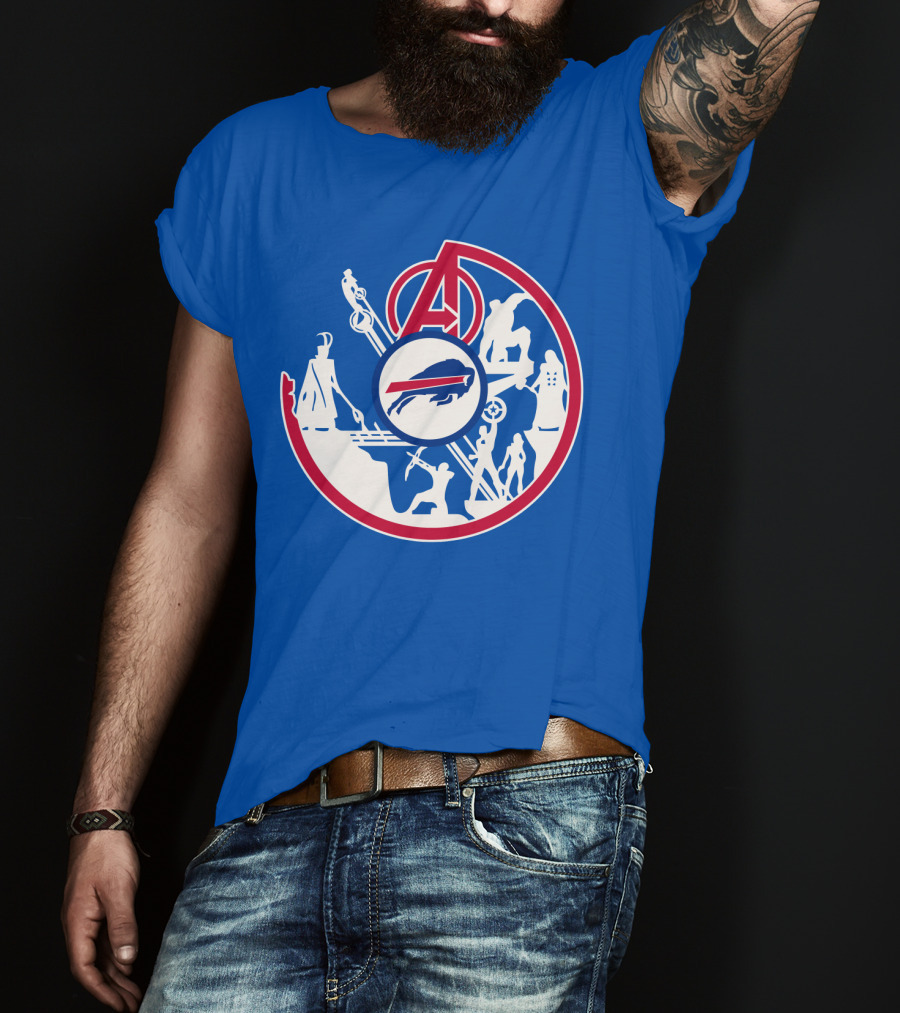 Buffalo Bills Avengers Crossover Logo Blue T-Shirt