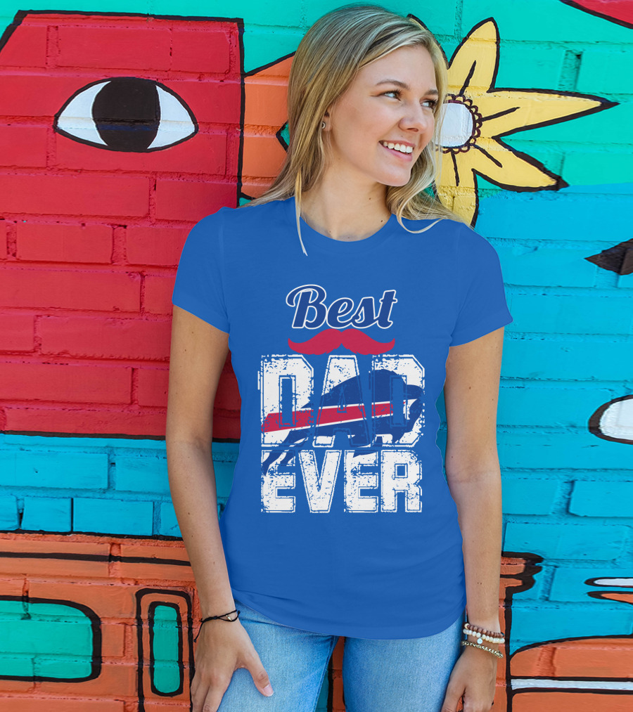 Best Dad Ever Buffalo Football Fan Mustache T-Shirt
