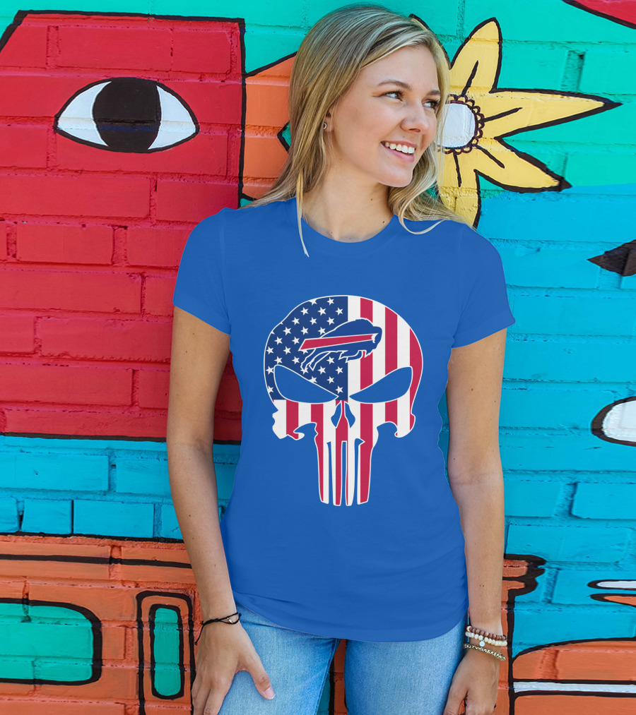 Buffalo Bills American Flag Skull T-Shirt