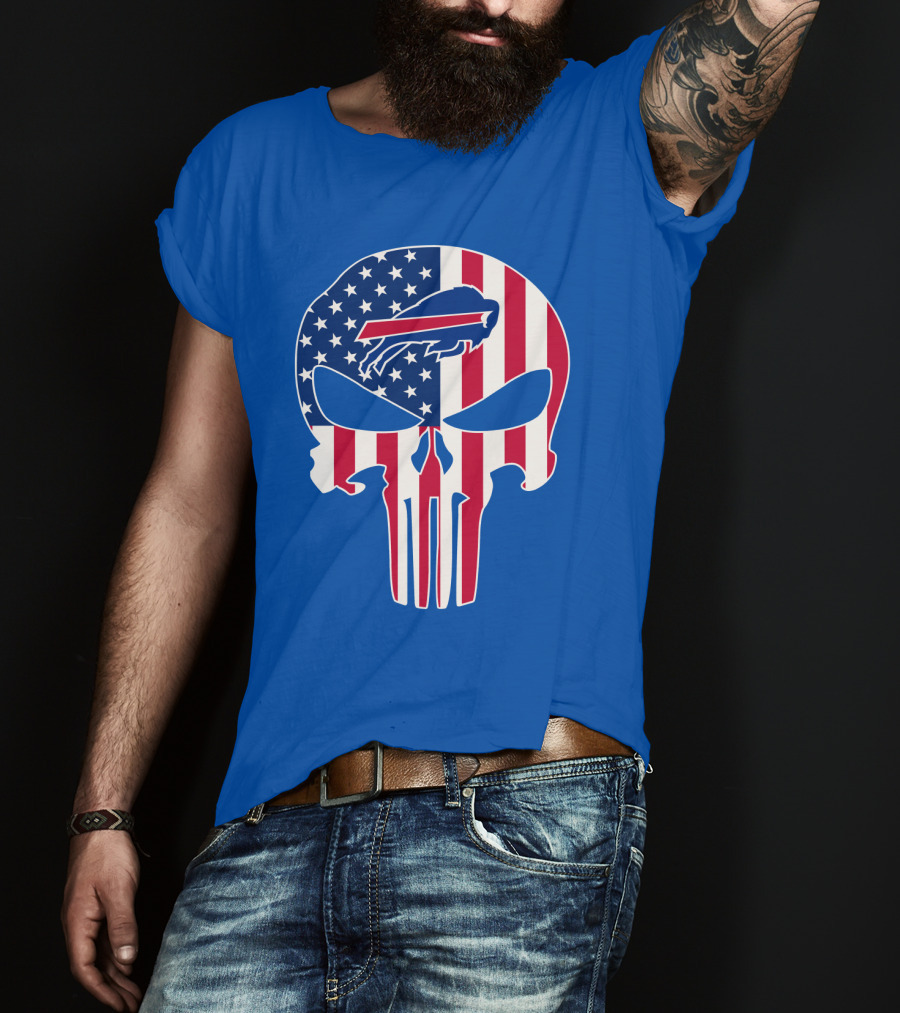 Buffalo Bills American Flag Skull T-Shirt