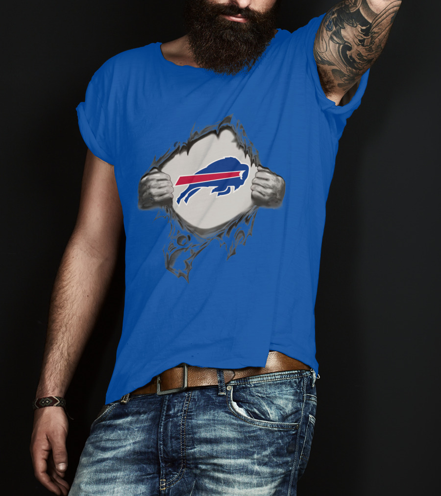 Buffalo Bills Superhero Buffalo Logo Peeking Through T-Shirt