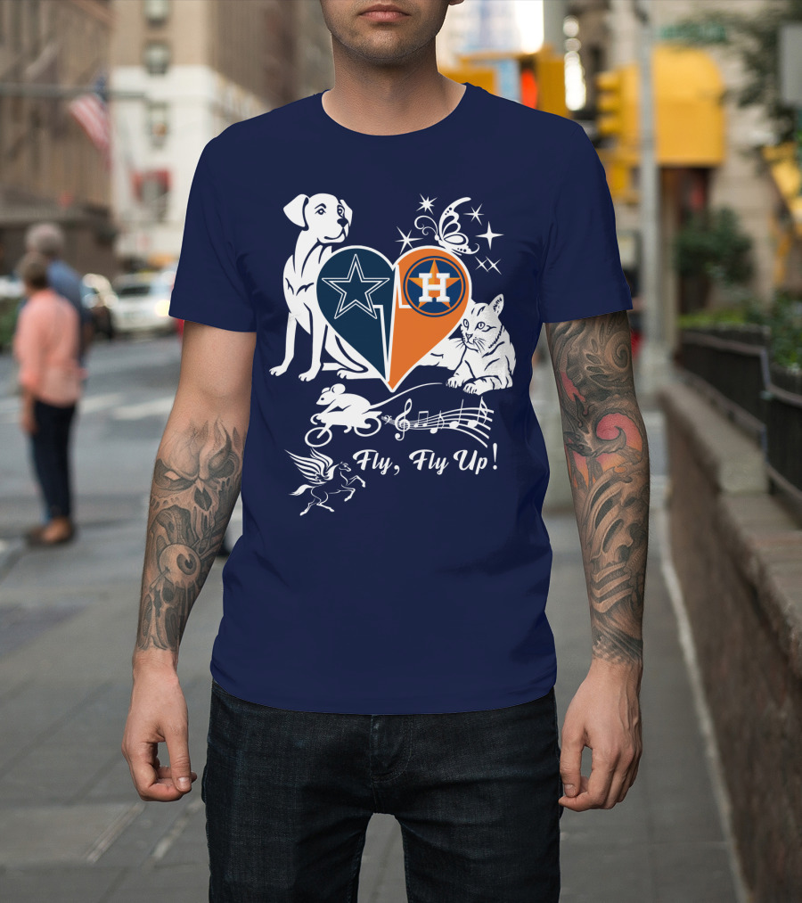 Cowboys Astros Heart Fly Fly Up Music Stars Butterfly Pegasus Dog Cat Mouse T-Shirt