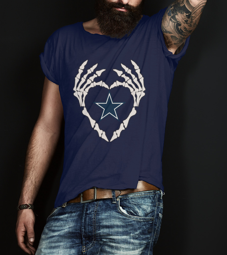 Cowboys Skeleton Hands Heart Star T-Shirt