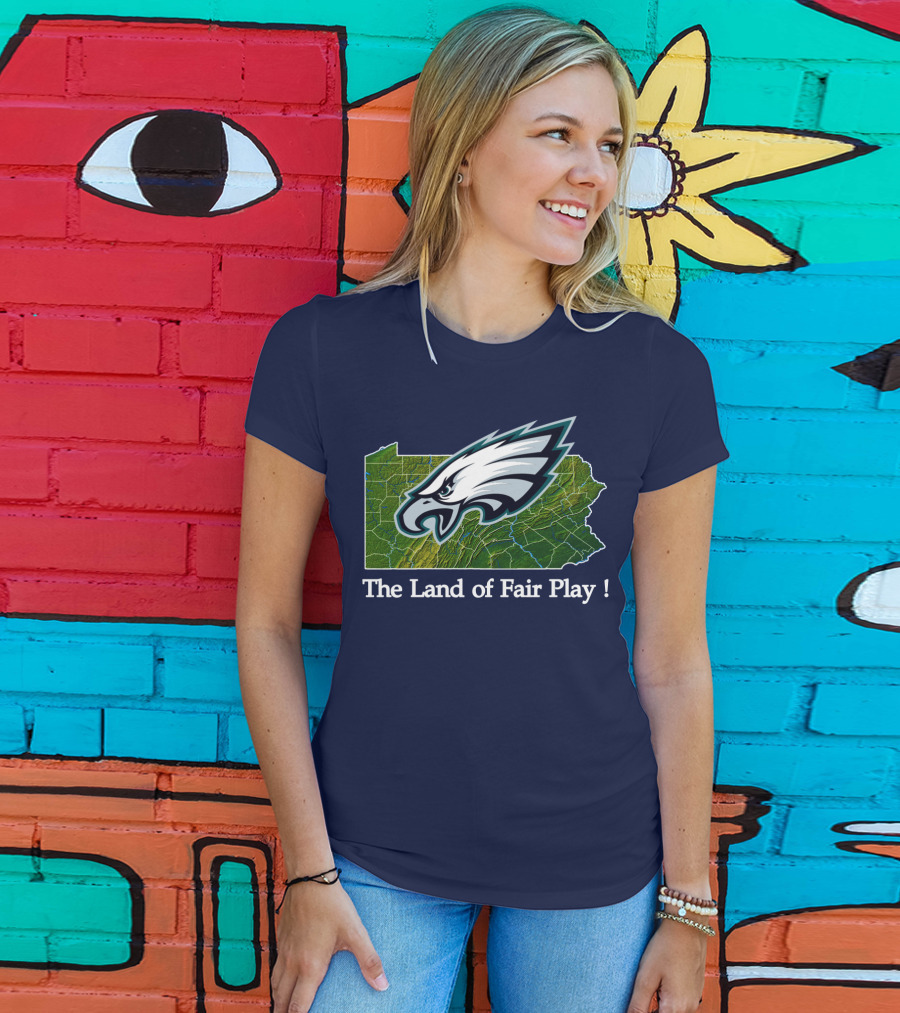 Philadelphia Eagles The Land Of Fair Play Pennsylvania Map T-Shirt