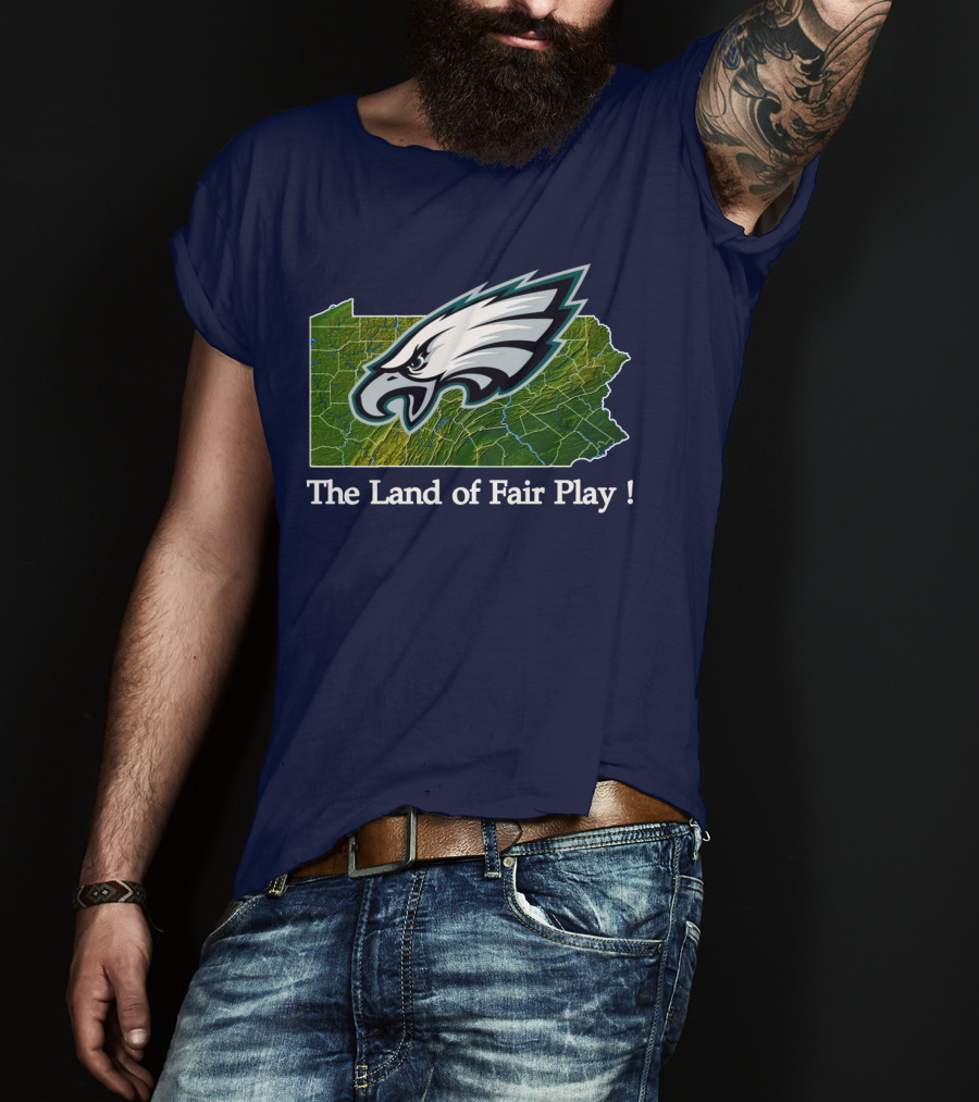 Philadelphia Eagles The Land Of Fair Play Pennsylvania Map T-Shirt