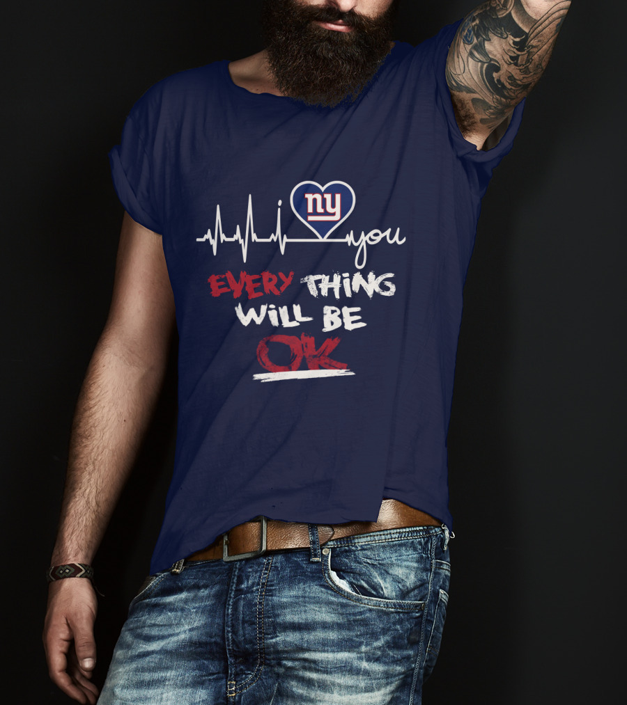 Ny Giants Heartbeat Every Thing Will Be Ok T-Shirt