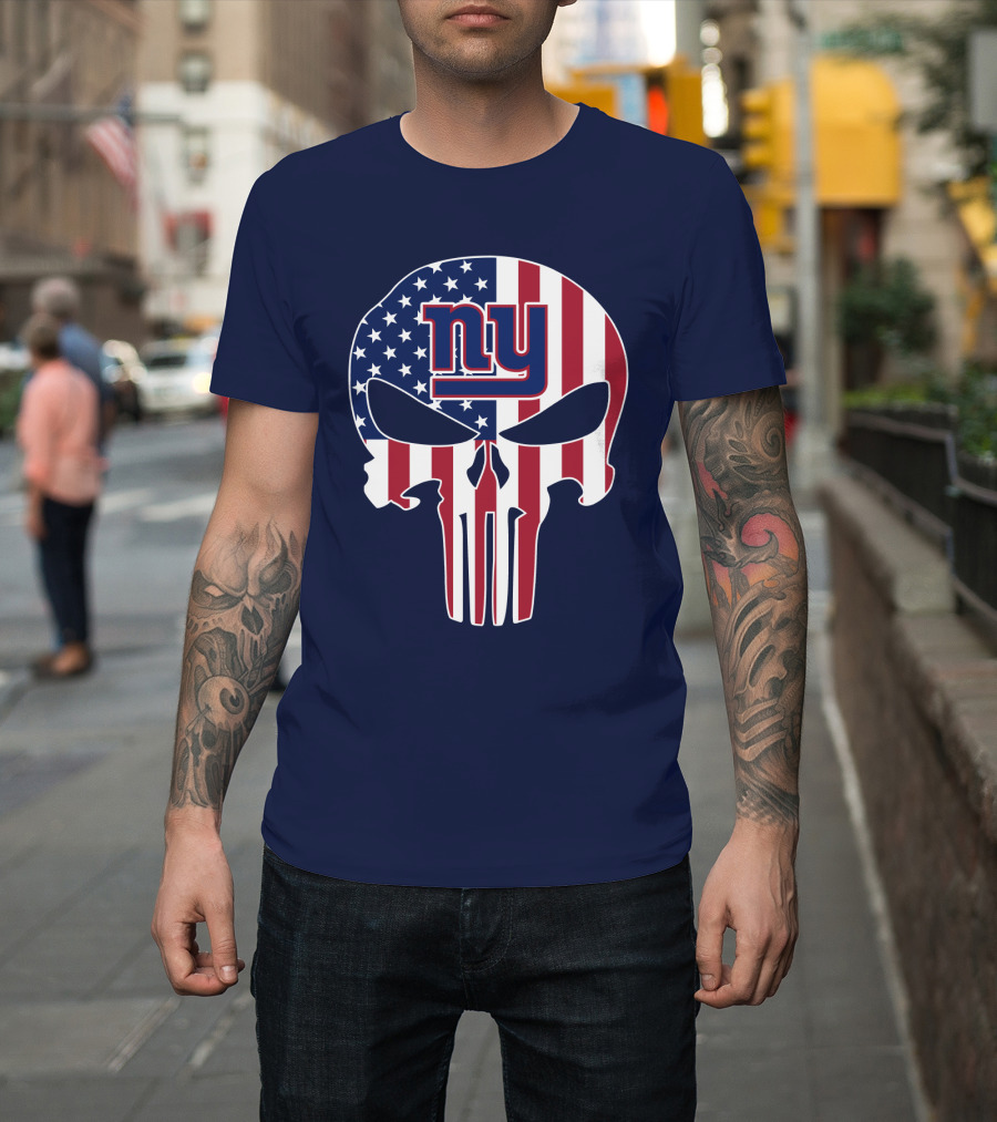 Ny Giants American Flag Punisher Skull T-Shirt