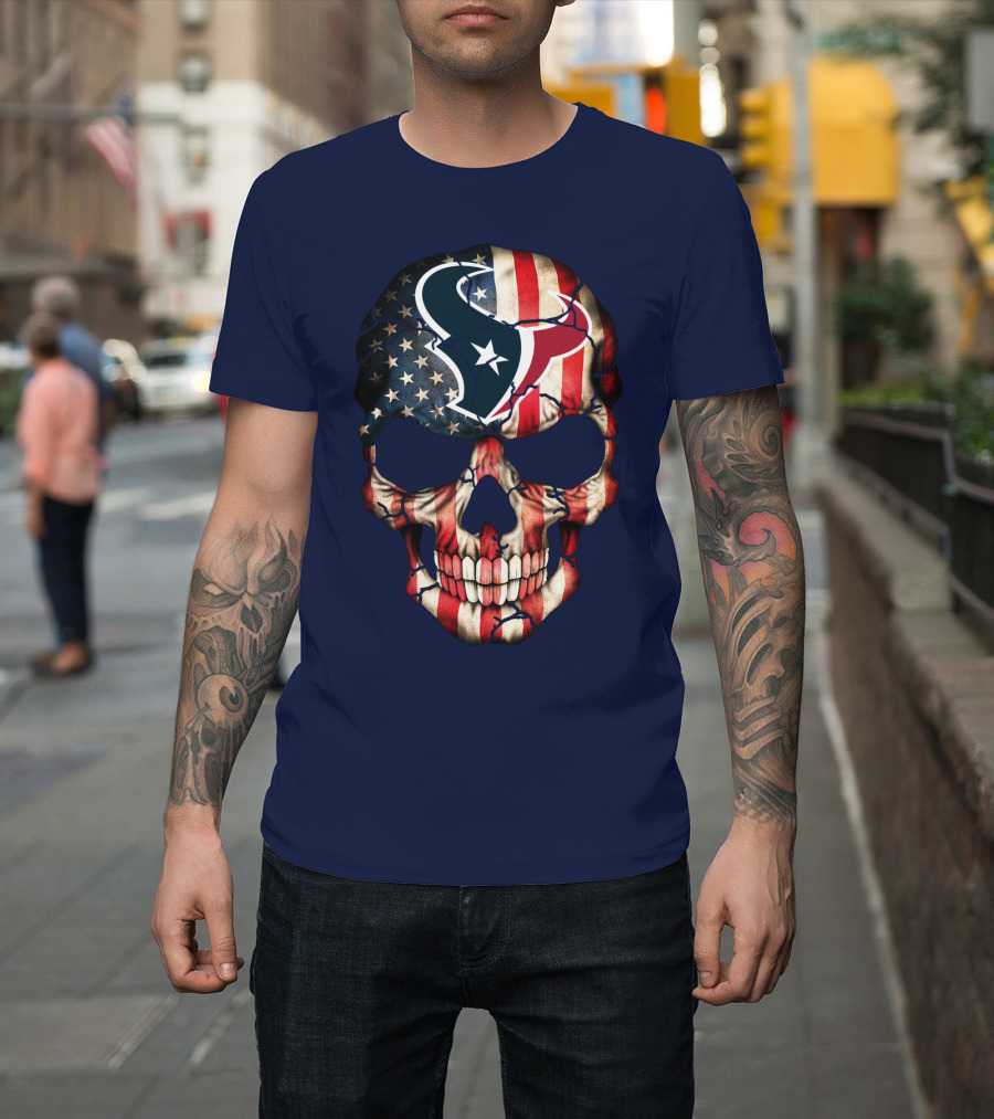 Texans Skull American Flag T-Shirt