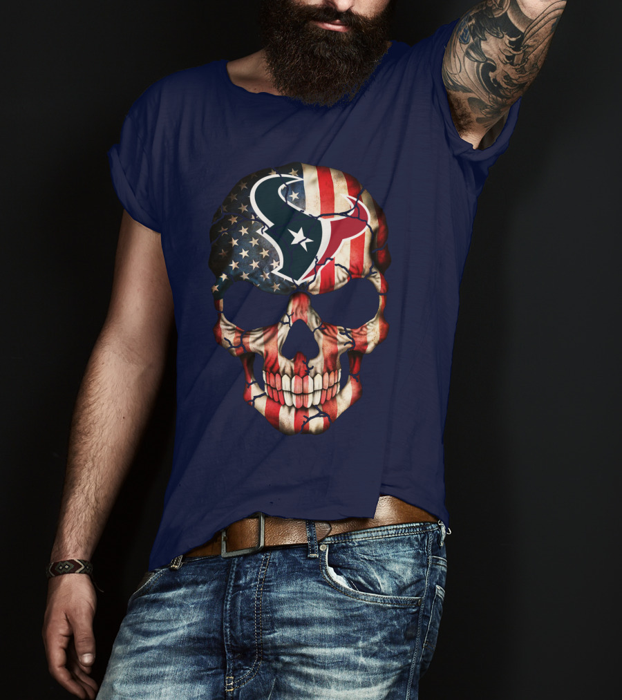 Texans Skull American Flag T-Shirt