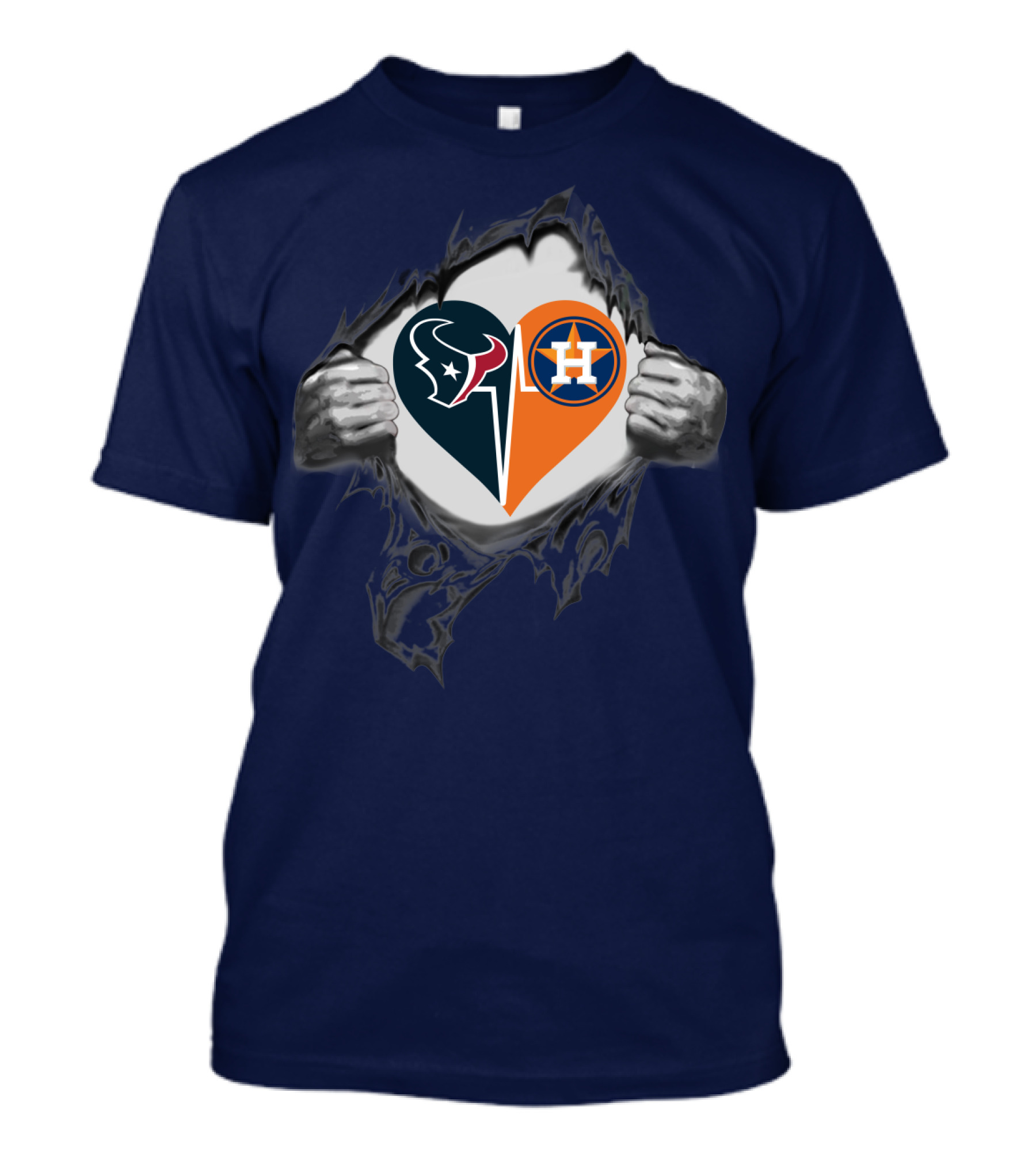 Texans Astros Heart Logo Fusion T-Shirt