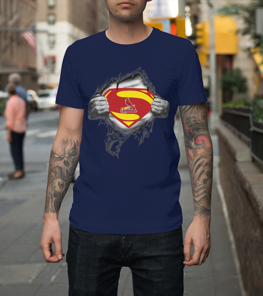 Superman St. Louis Cardinals Fan Emblem Tear T-Shirt