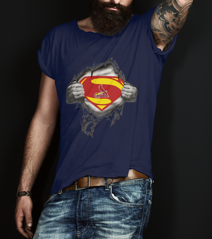 Superman St. Louis Cardinals Fan Emblem Tear T-Shirt