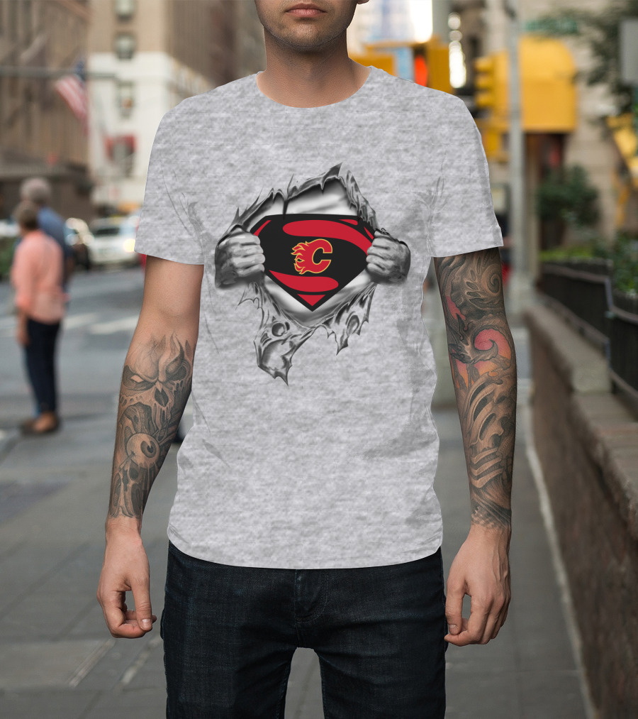 Calgary Flames Superman Logo Burst T-Shirt