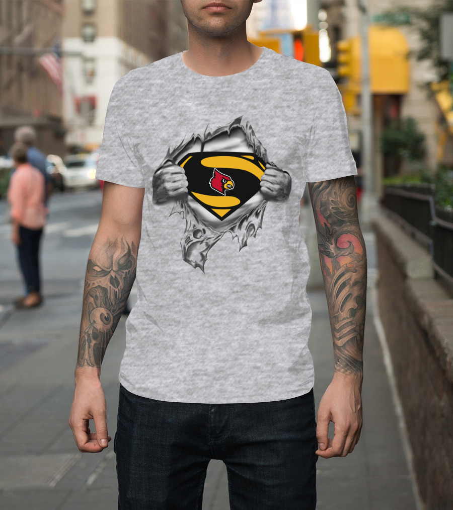 Superman Logo Louisville Cardinals T-Shirt