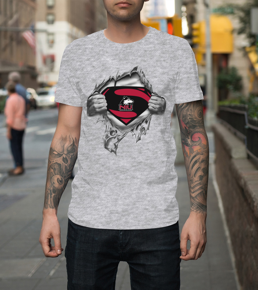 Niu Huskies Superman Logo Tear Northern Illinois Huskies T-Shirt