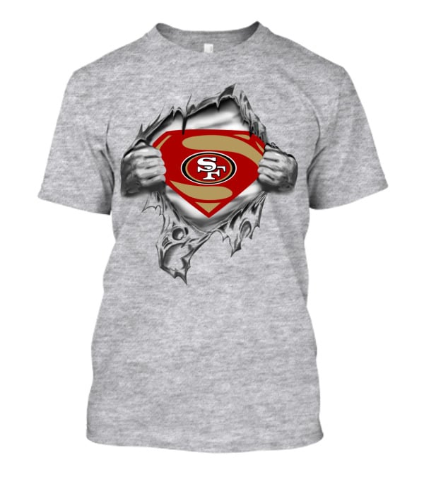 San Francisco 49ers Emblem With Superhero Rip And Sf T-Shirt