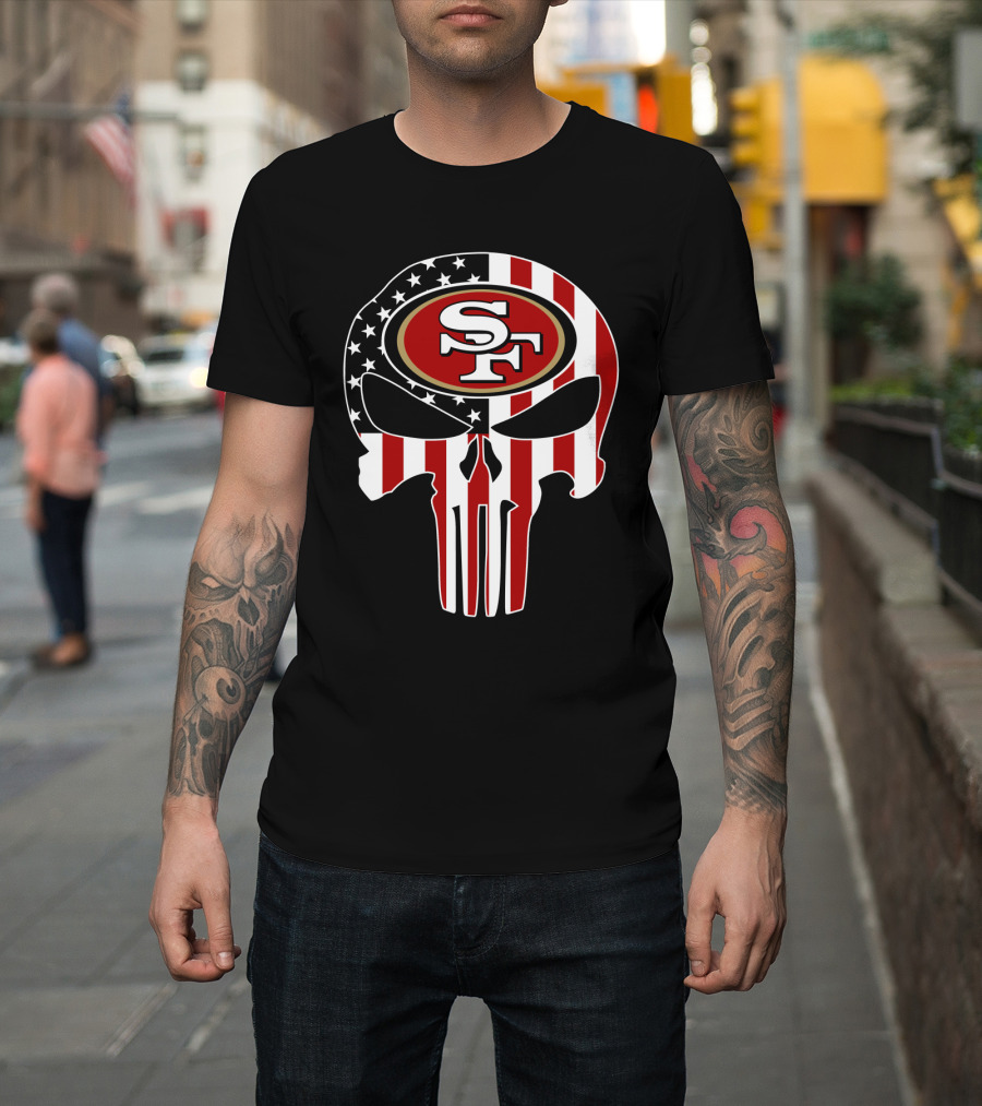 Sf 49ers American Flag Skull T-Shirt