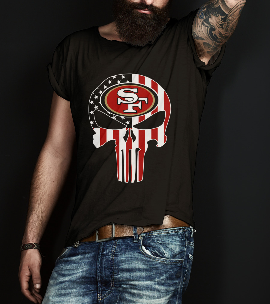 Sf 49ers American Flag Skull T-Shirt