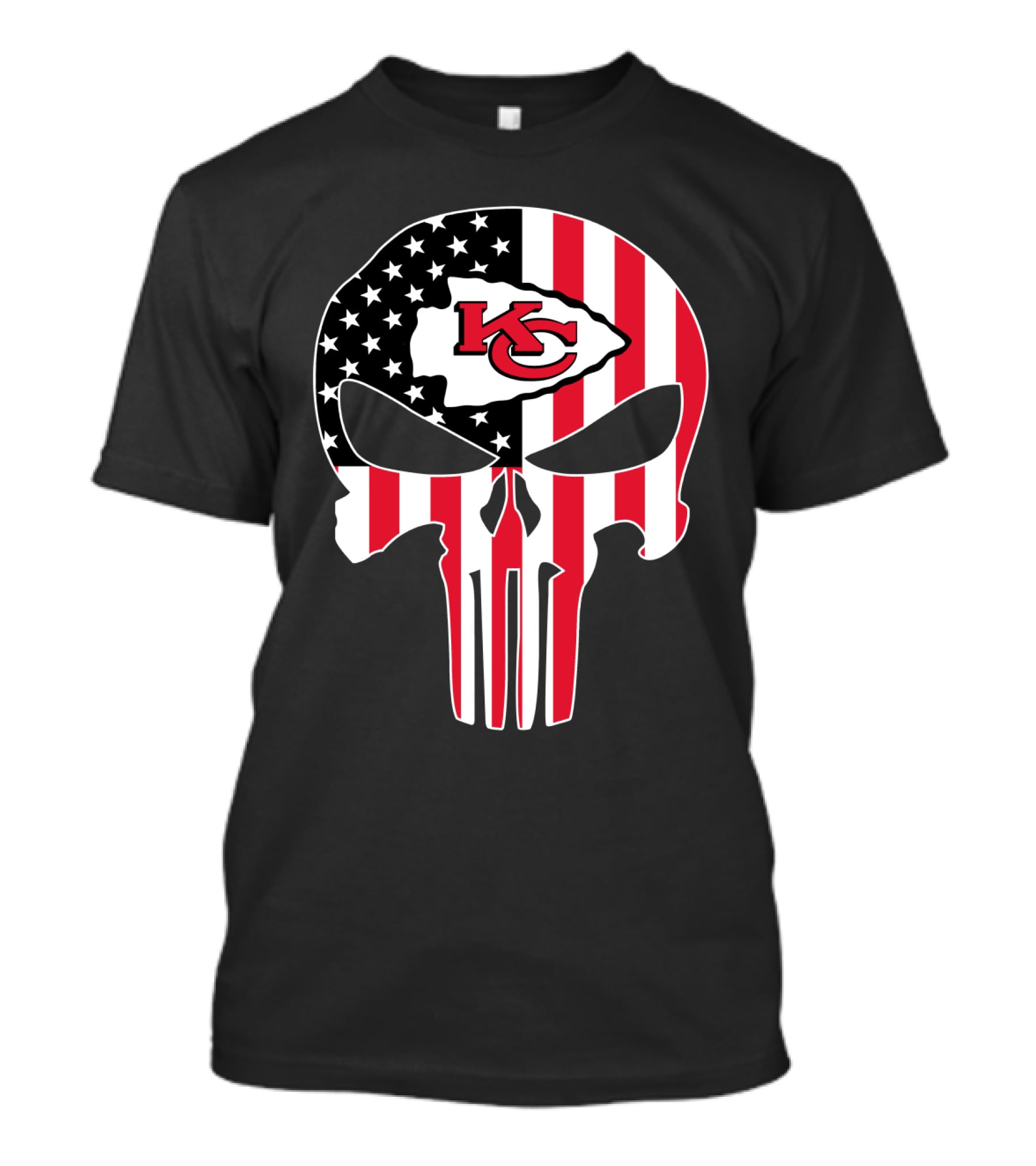 Kc Chiefs American Flag Skull T-Shirt