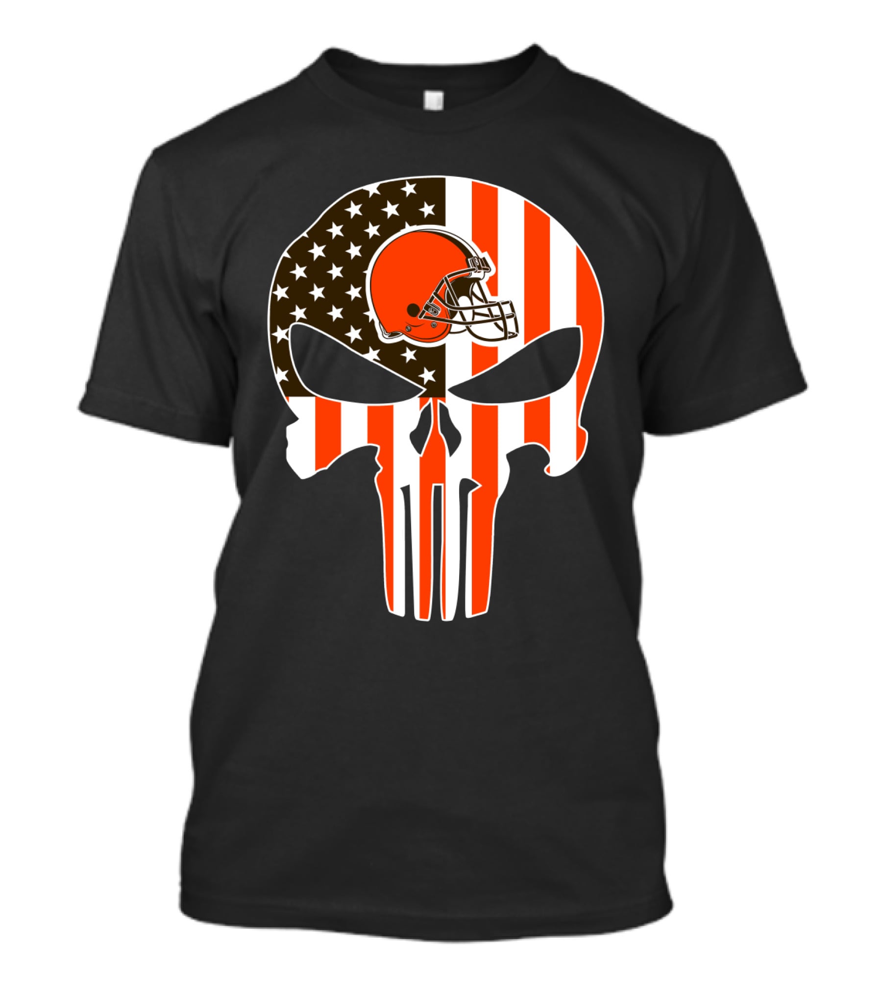 Cleveland Browns Skull American Flag Helmet T-Shirt