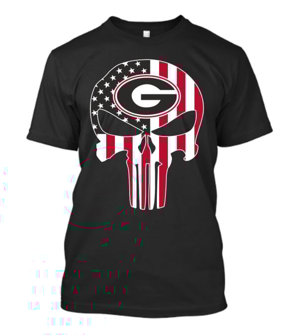 Georgia Bulldogs American Flag Skull T-Shirt