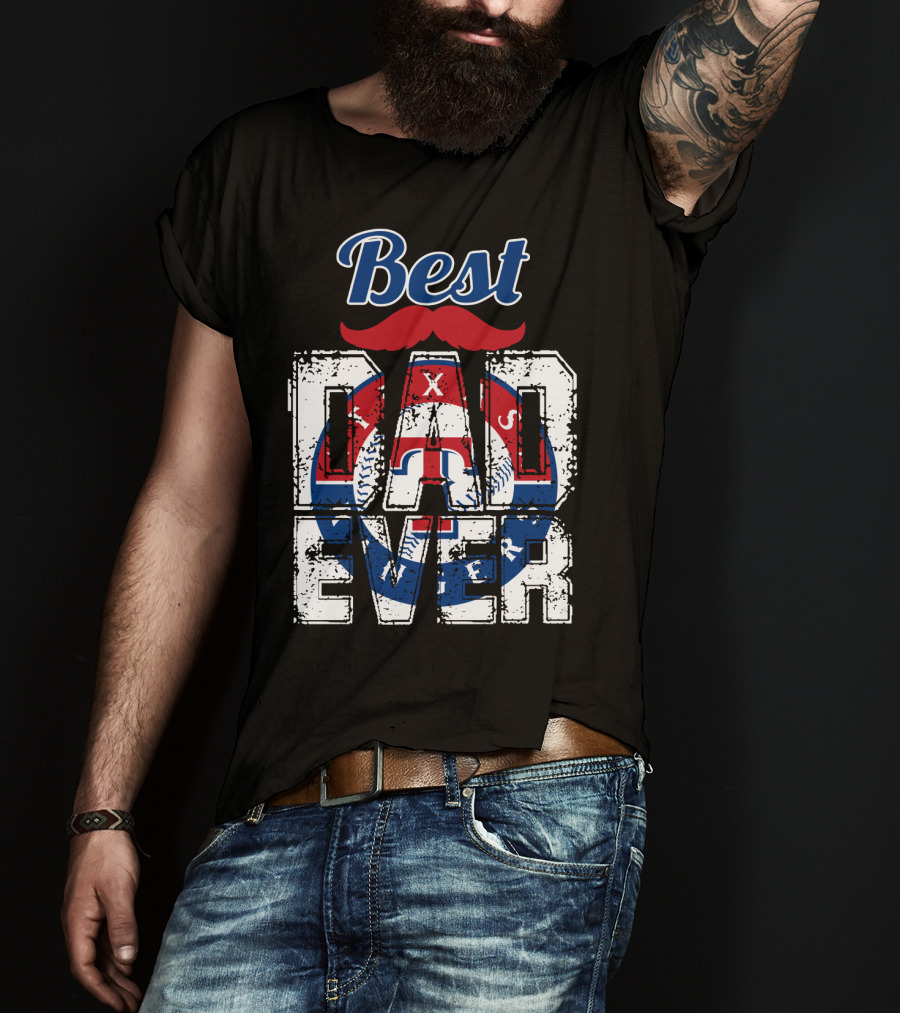 Best Dad Ever Texas Rangers Baseball T-Shirt