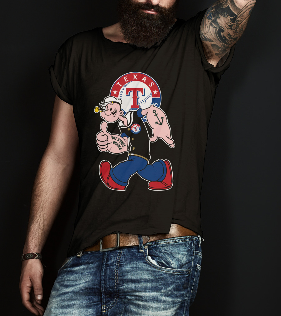 Texas Rangers Popeye Baseball Logo Mashup T-Shirt