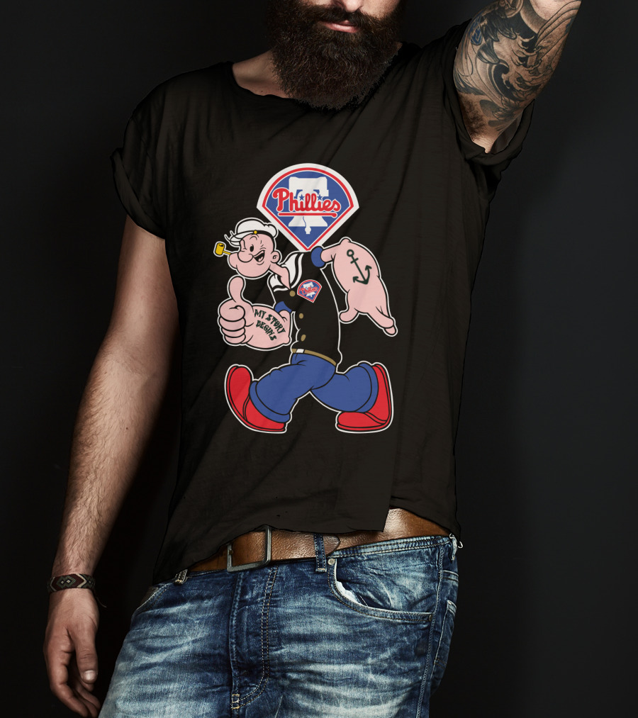 Phillies Popeye Thumbs Up Phillies Logo Retro Style T-Shirt