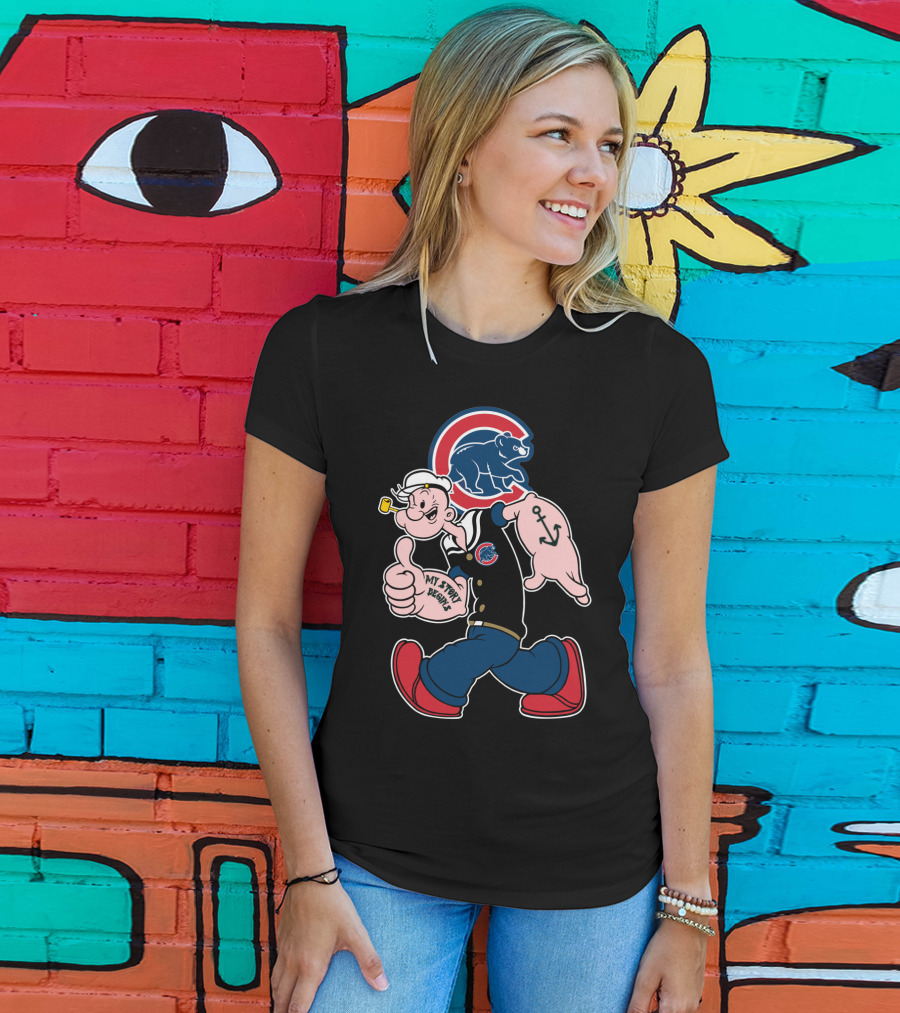 Chicago Cubs Popeye Cartoon Crossover T-Shirt