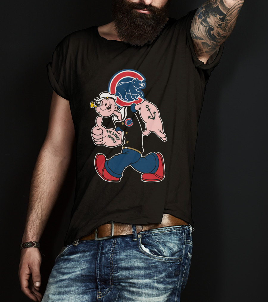 Chicago Cubs Popeye Cartoon Crossover T-Shirt