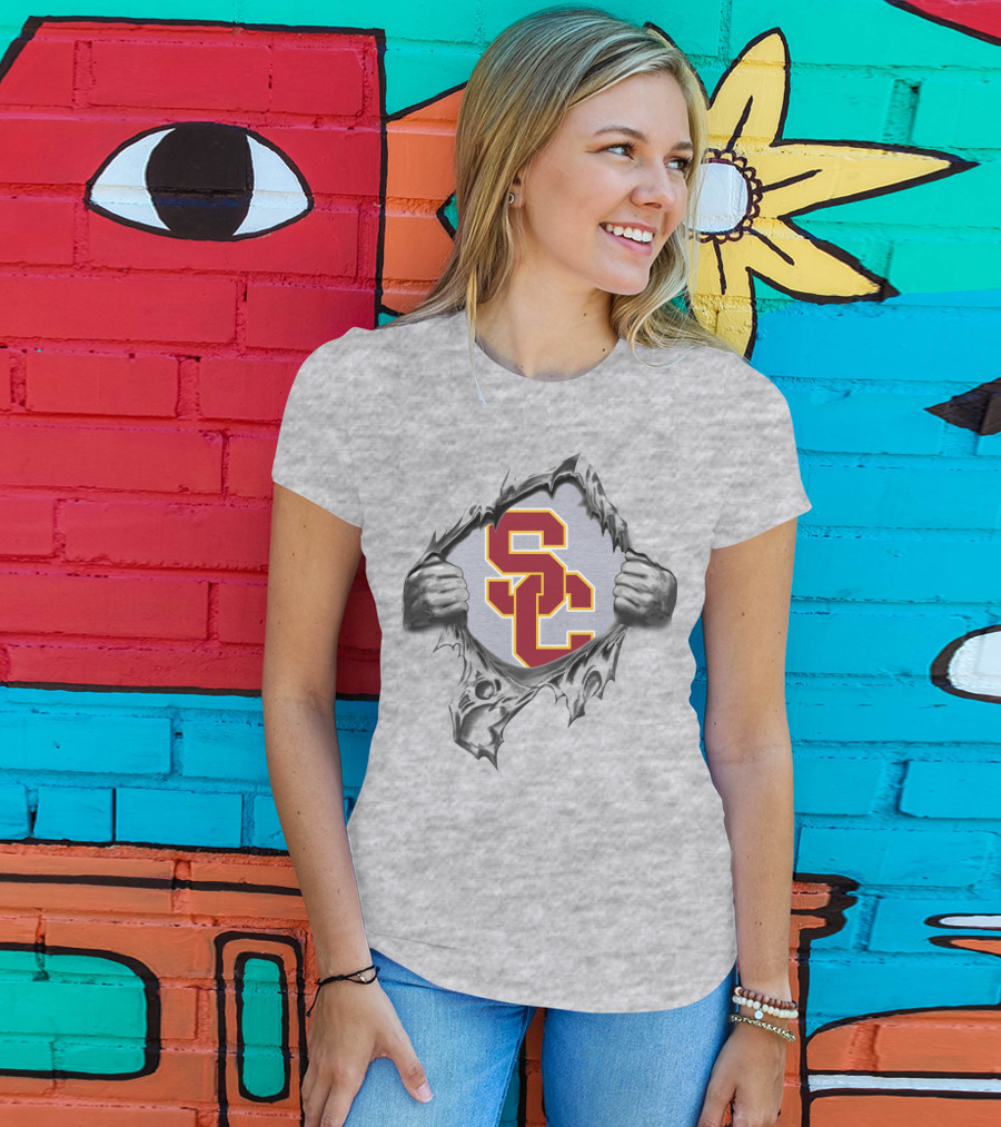 Sc Usc Trojans Ripped Skin T-Shirt