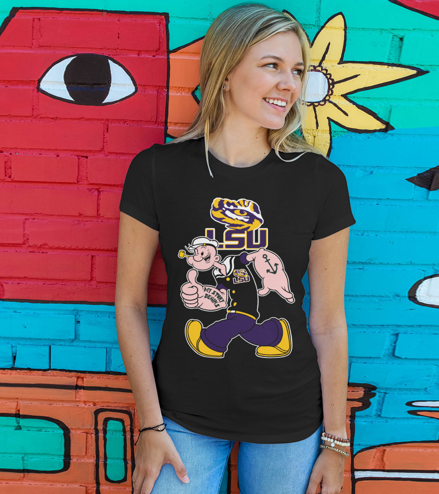 Lsu Tigers My Story Begins Popeye Character Anchors T-Shirt