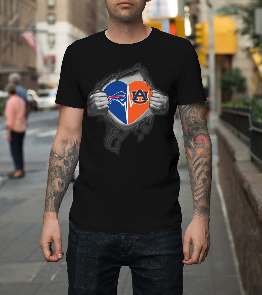 Buffalo Bills Auburn Tigers Heart Fusion T-Shirt